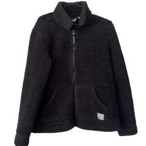 Free Country‎ Sierra Butter Pile sherpa jacket full zip pockets black medium